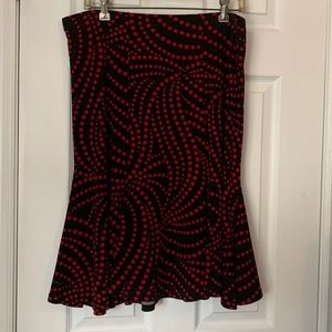 NWOT!!!! George stretch black and red printed long skirt.